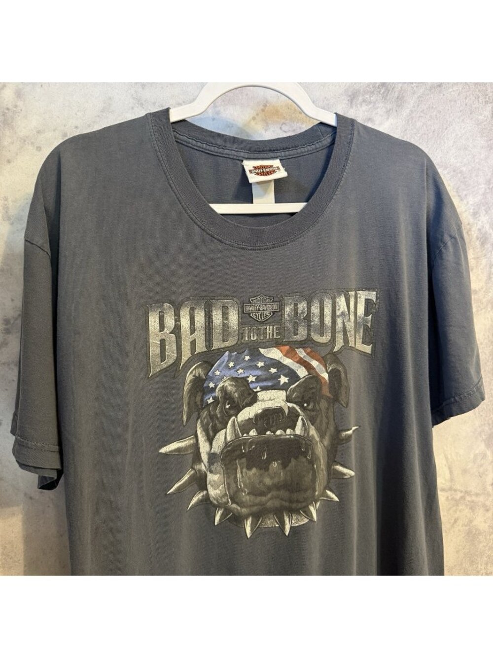 Harley Davidson Bad To The Bone Biker T Shirt Blue Short Sleeve Large L